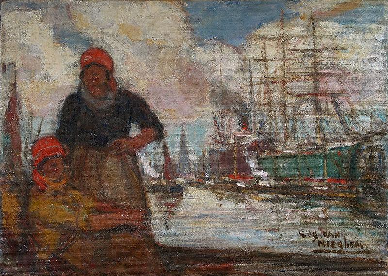 Eugeen Van Mieghem Women of the docks oil painting image
